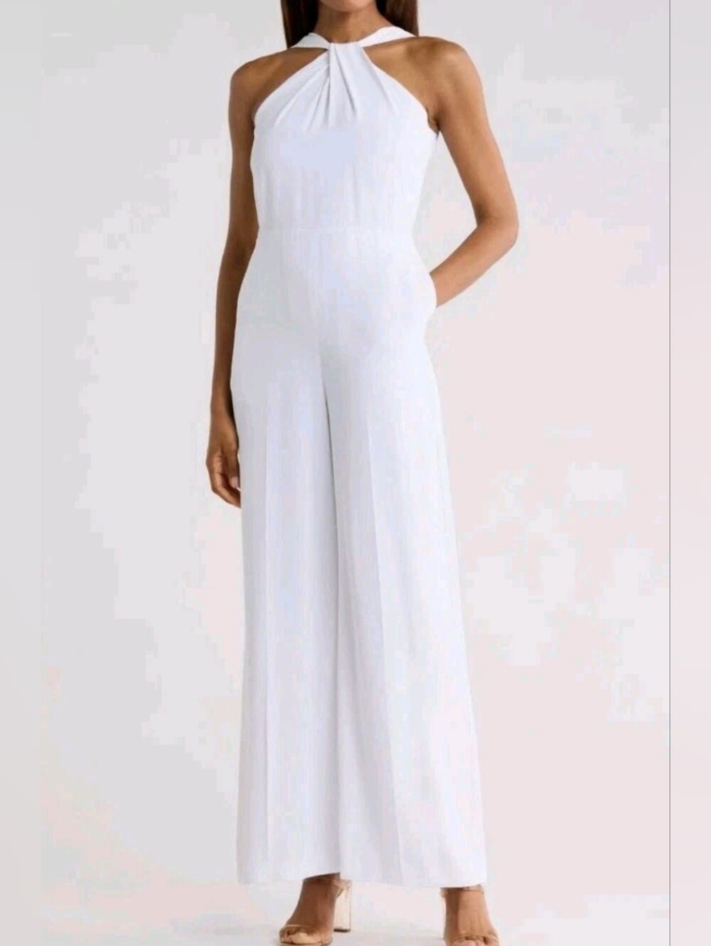 Theory White Twist Bodice Ottoman Jumpsuit Msrp $395